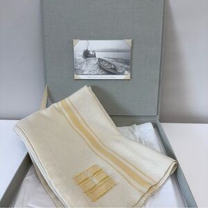 Swans Island Handwoven Throw Blanket 37x37 Organic Merino Wool & Silk Binding